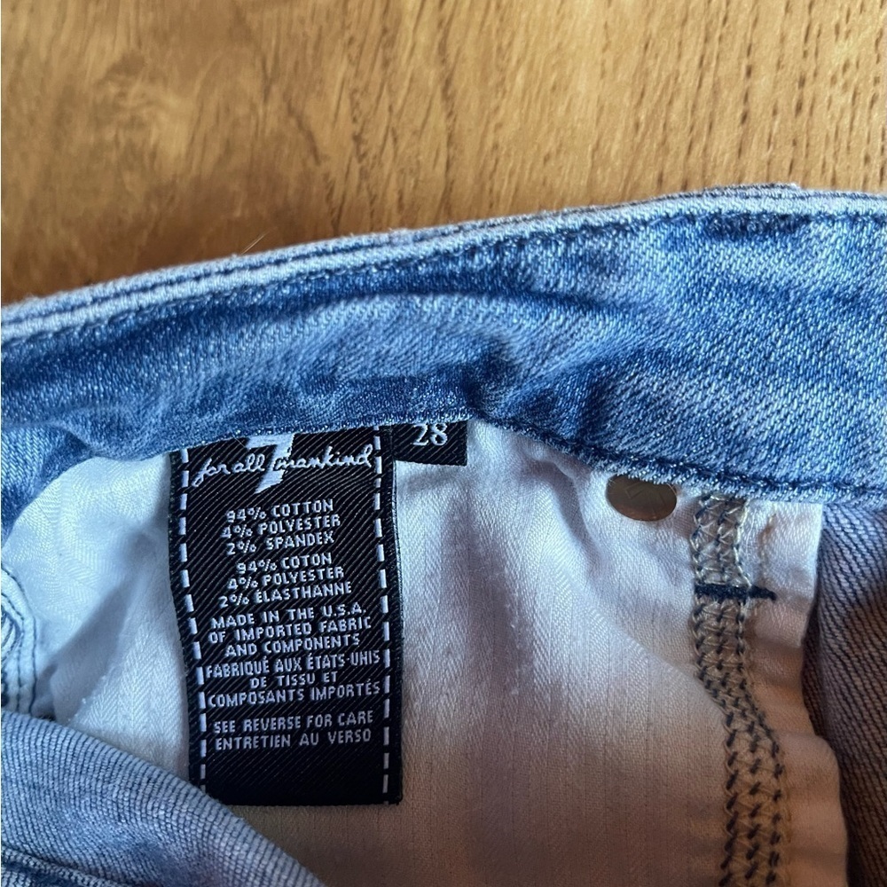 7 For All Man Kind Distressed Blue Denim Shorts - Picture 8 of 8